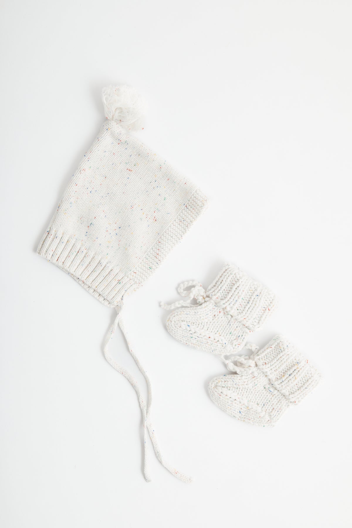 Bonnet &amp; Booties Set - Vanilla Speckles