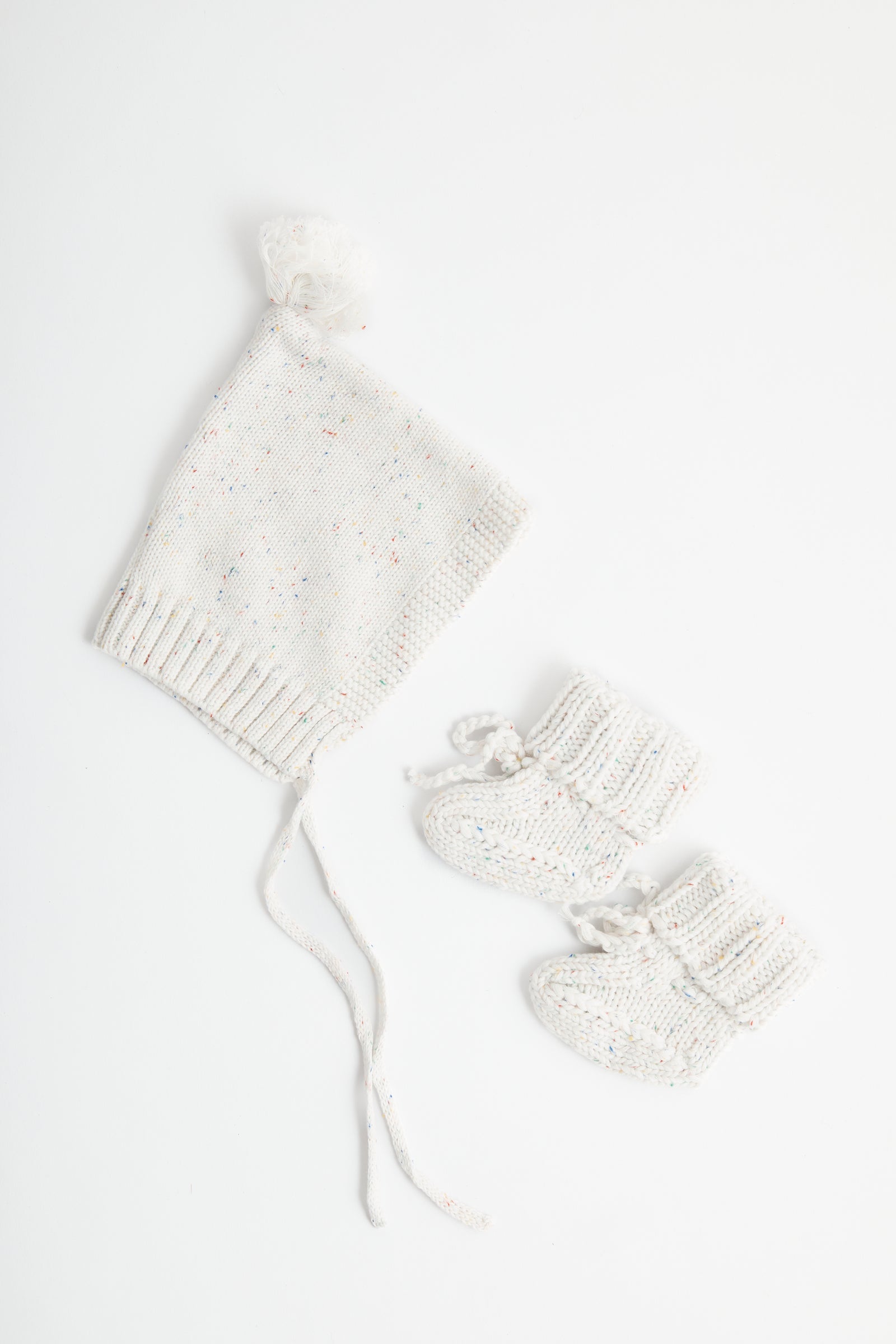 Bonnet & Booties Set - Vanilla Speckles