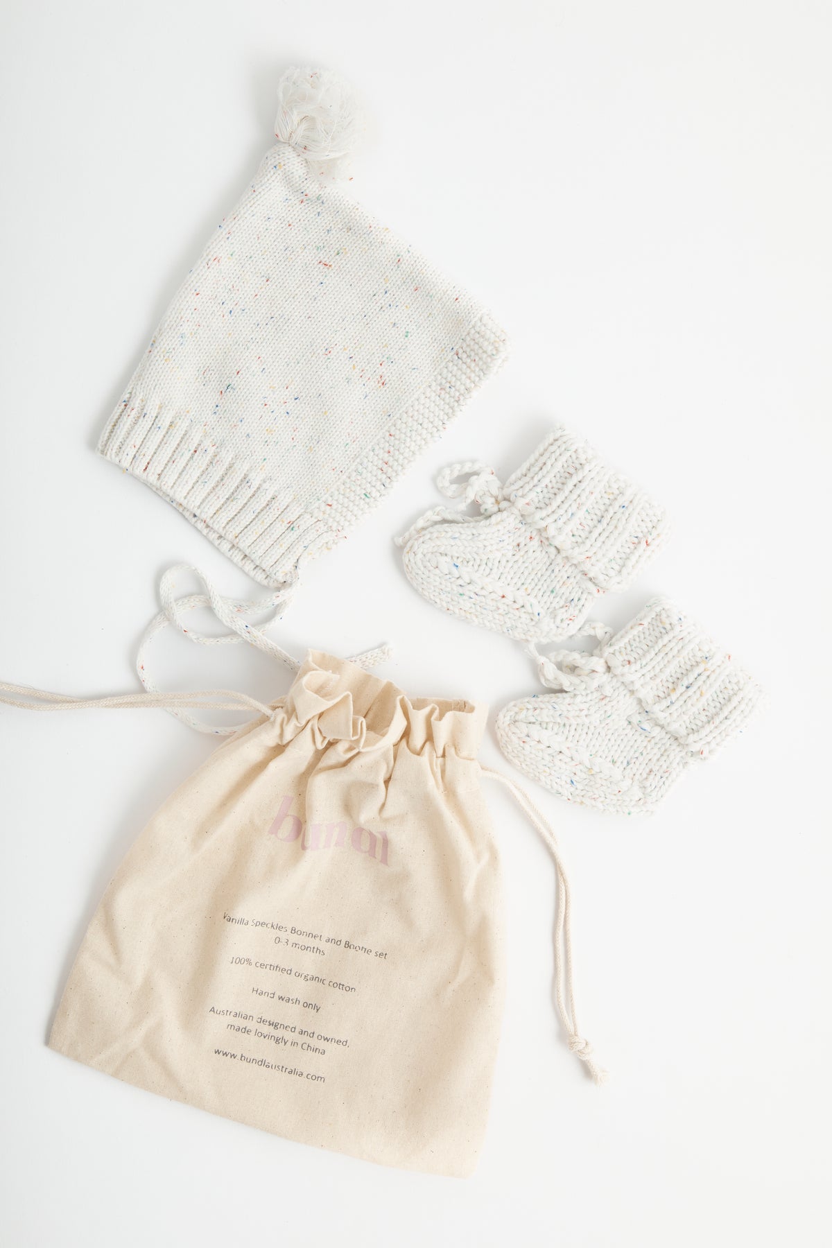 Bonnet &amp; Booties Set - Vanilla Speckles