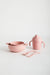 Wheat straw dinnerware set in Rose, -Set contains: sippy cup, large bowl, small bowl, spoon & fork
