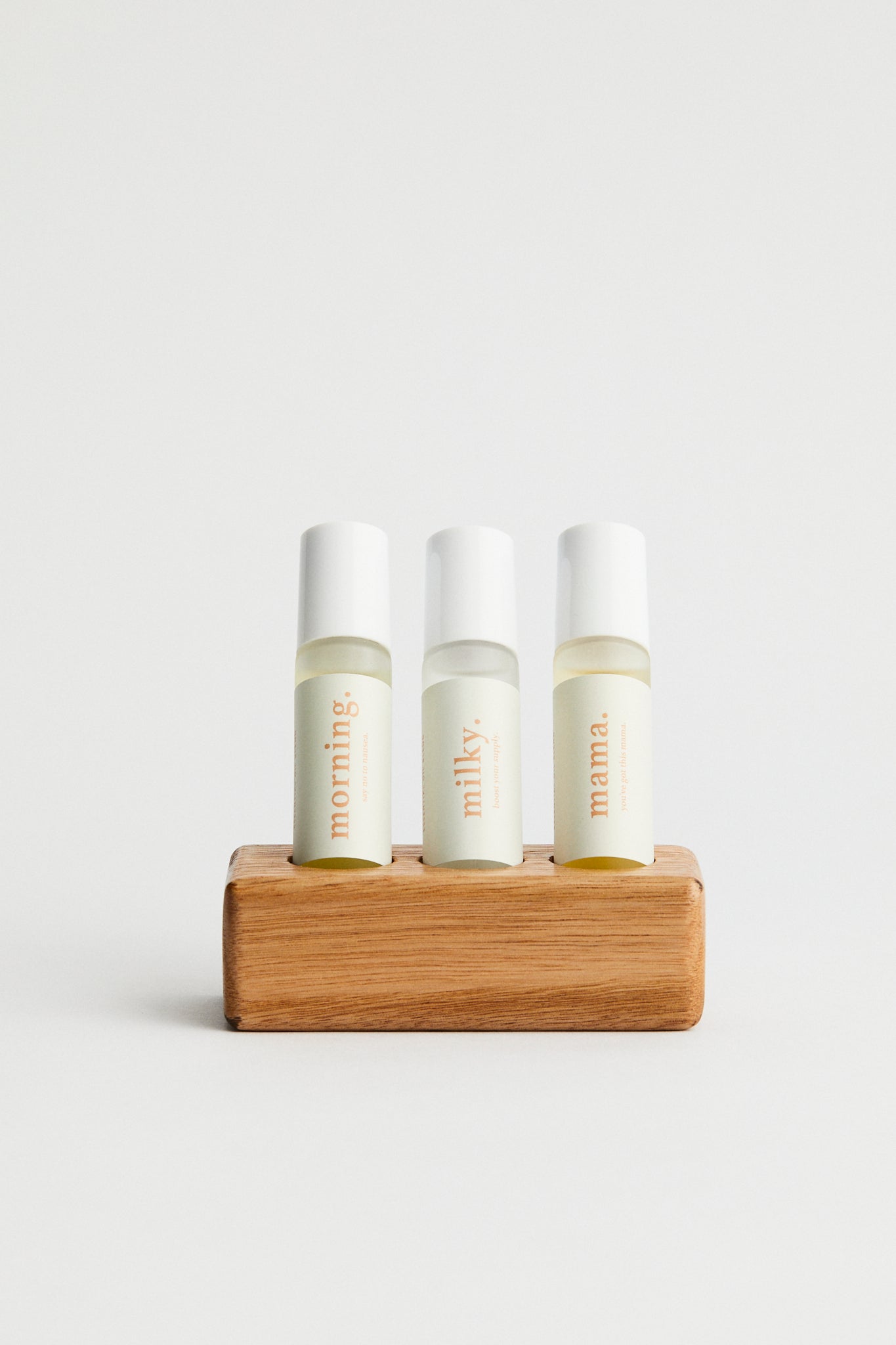 Essential oil roller bundle, Wooden roller stand. 
