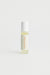 Clear bottle, white lid essential oil roller bottle. White branding with Morning text.