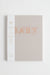 Baby Book natural linen cover stamped with baby in rose gold foil