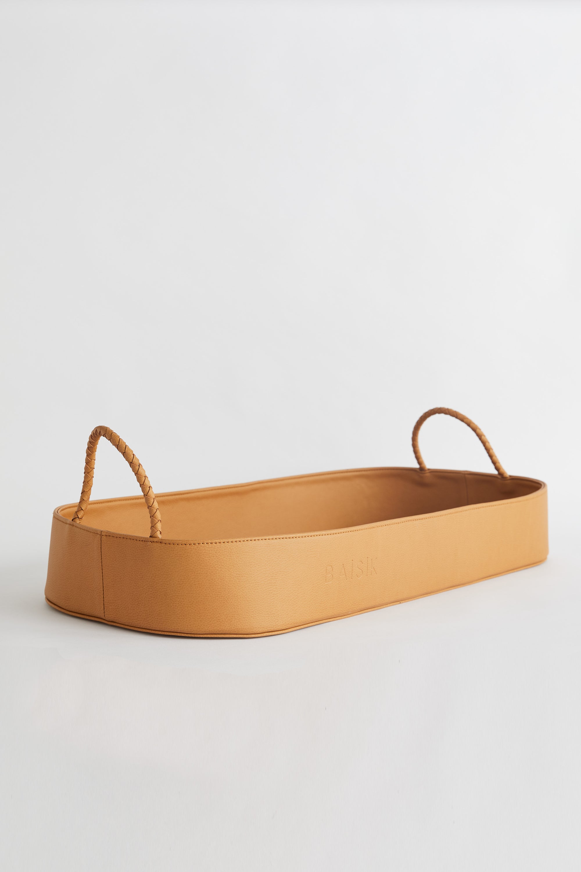 vegan leather change basket in tan 