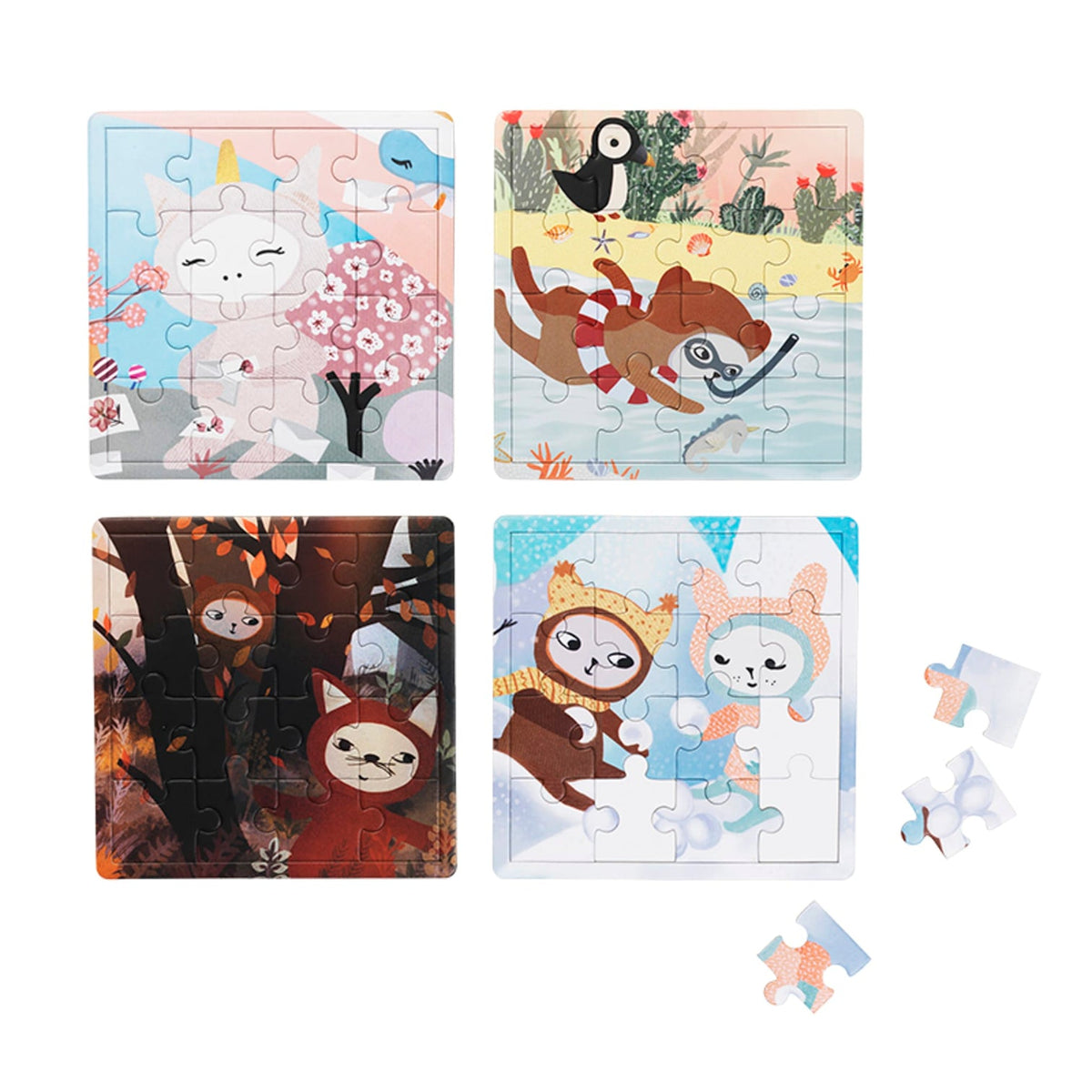 4 seasons puzzle - set of 4